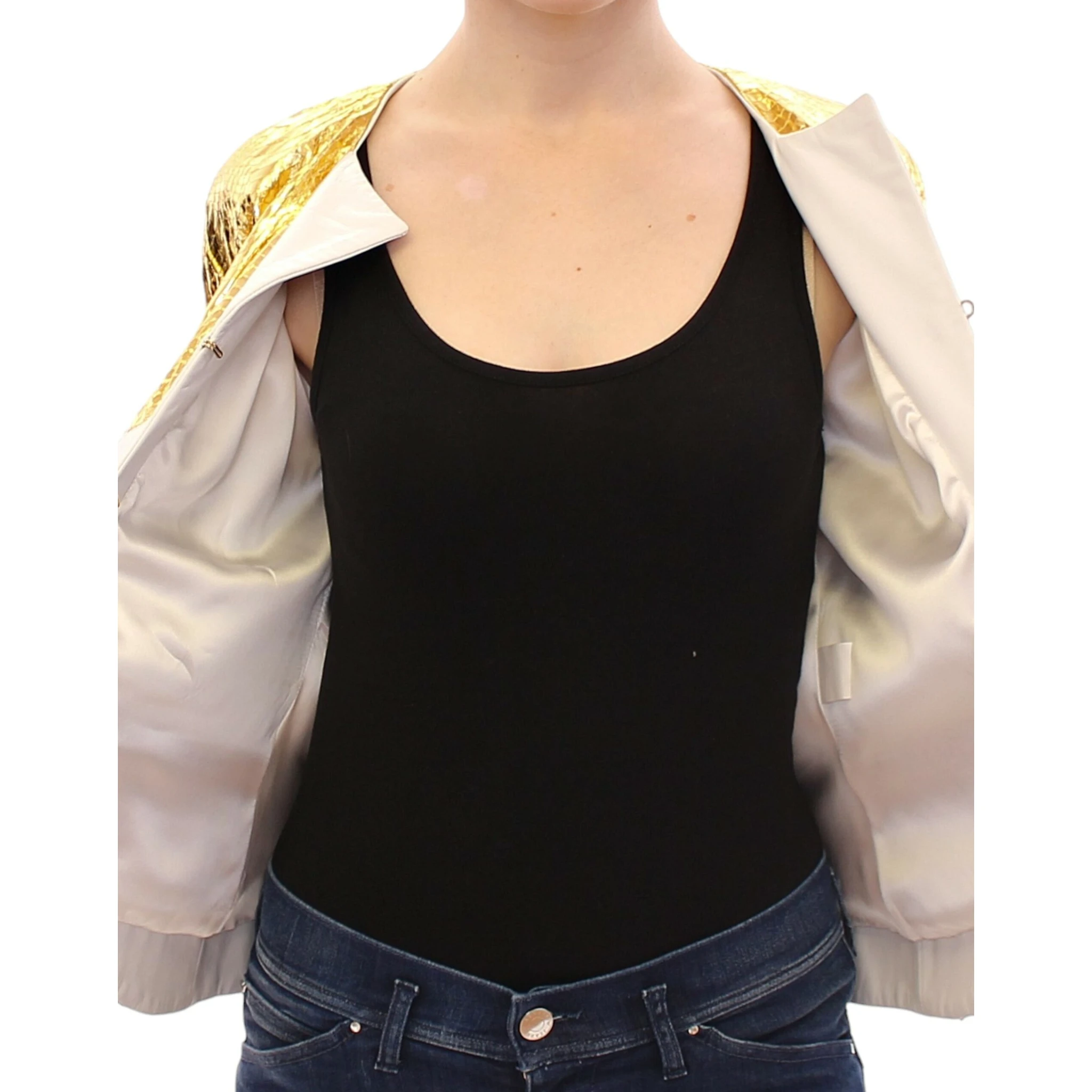 White Gold Purple Leather Jacket