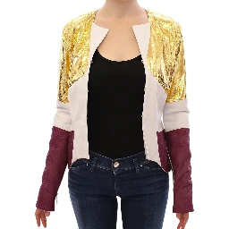 White Gold Purple Leather Jacket
