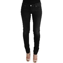 Black Denim Cotton Bottoms Slim Fit Jeans
