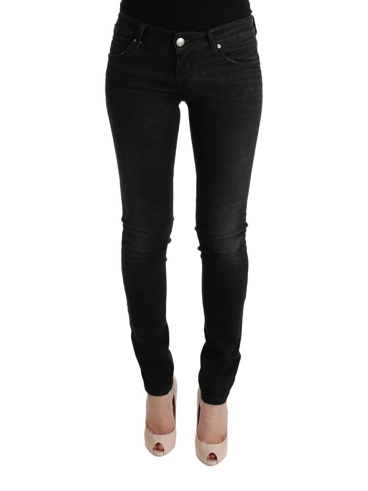 Black Denim Cotton Bottoms Slim Fit Jeans
