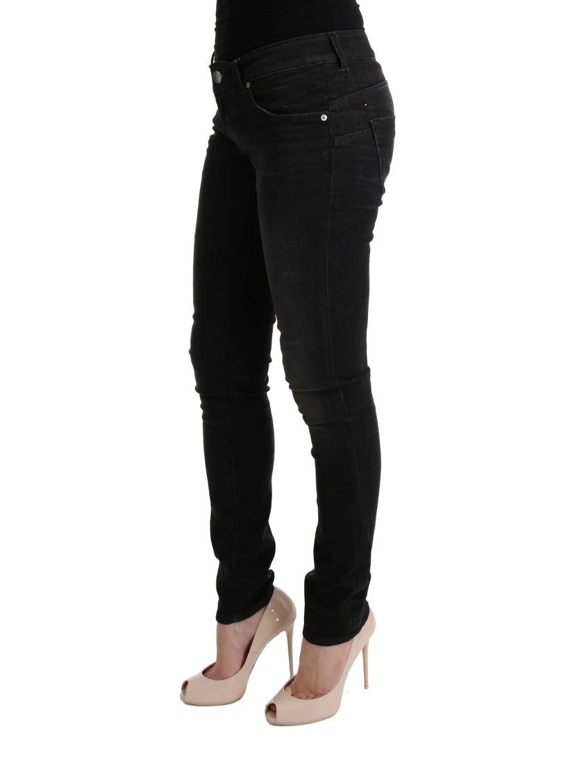 Black Denim Cotton Bottoms Slim Fit Jeans
