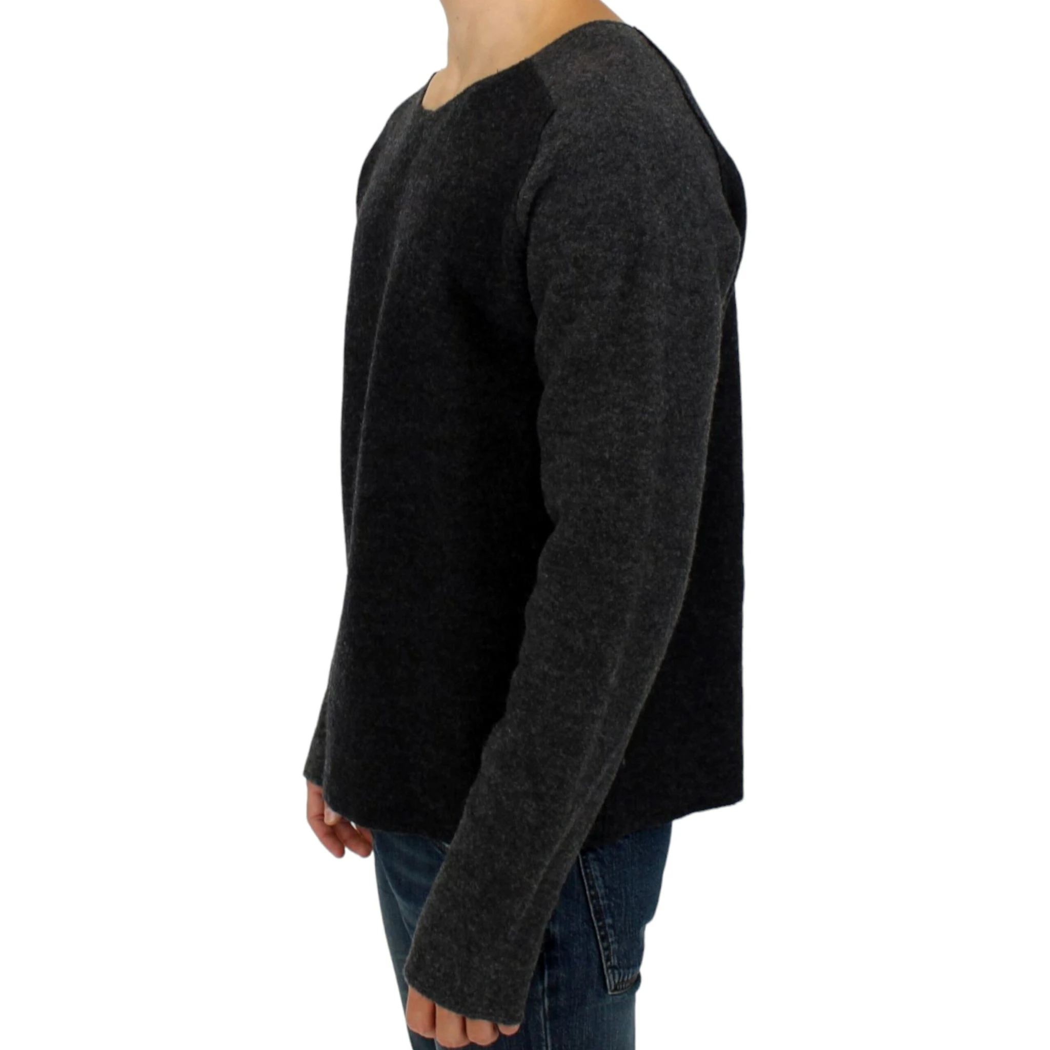 Gray wool crewneck sweater