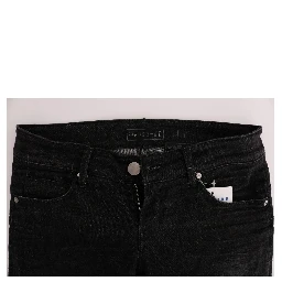 Black Denim Cotton Bottoms Slim Fit Jeans