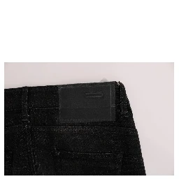 Black Denim Cotton Bottoms Slim Fit Jeans