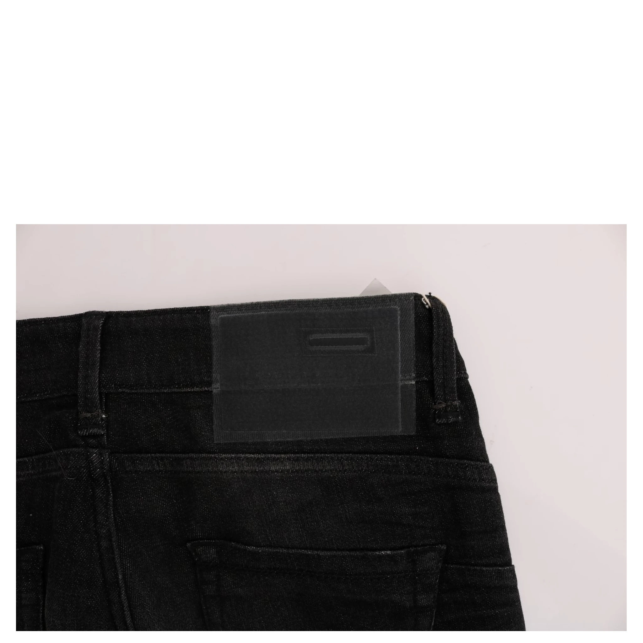 Black Denim Cotton Bottoms Slim Fit Jeans