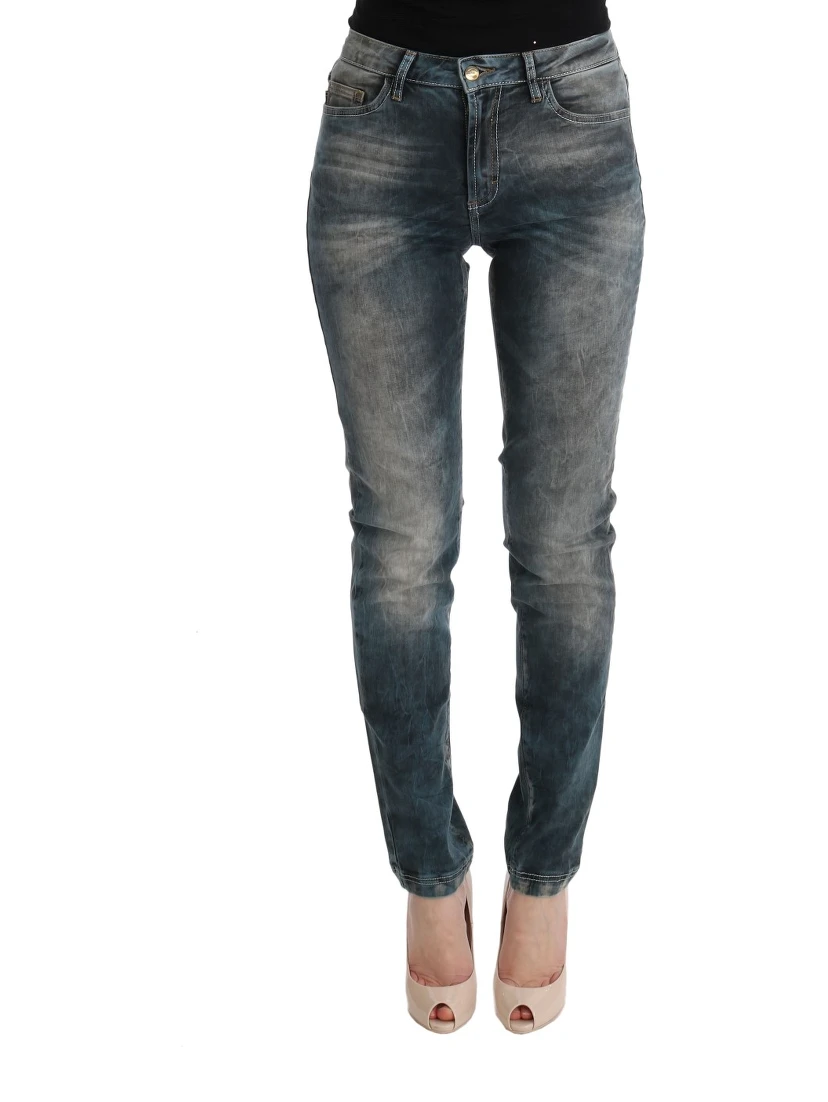 Blue Wash Cotton Blend Slim Fit Jeans