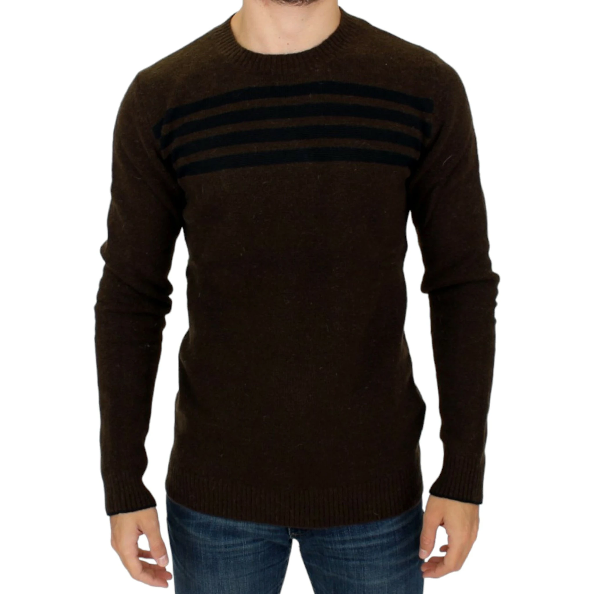 Brown striped crewneck sweater