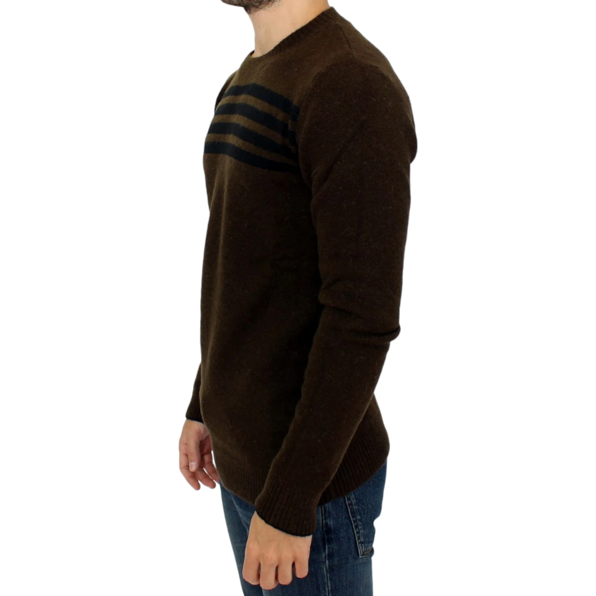 Brown striped crewneck sweater