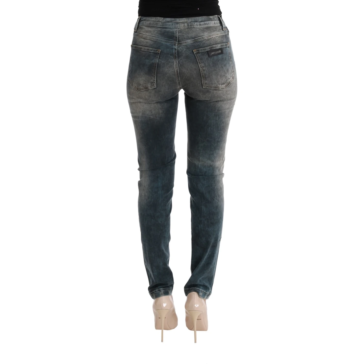 Blue Wash Cotton Blend Slim Fit Jeans