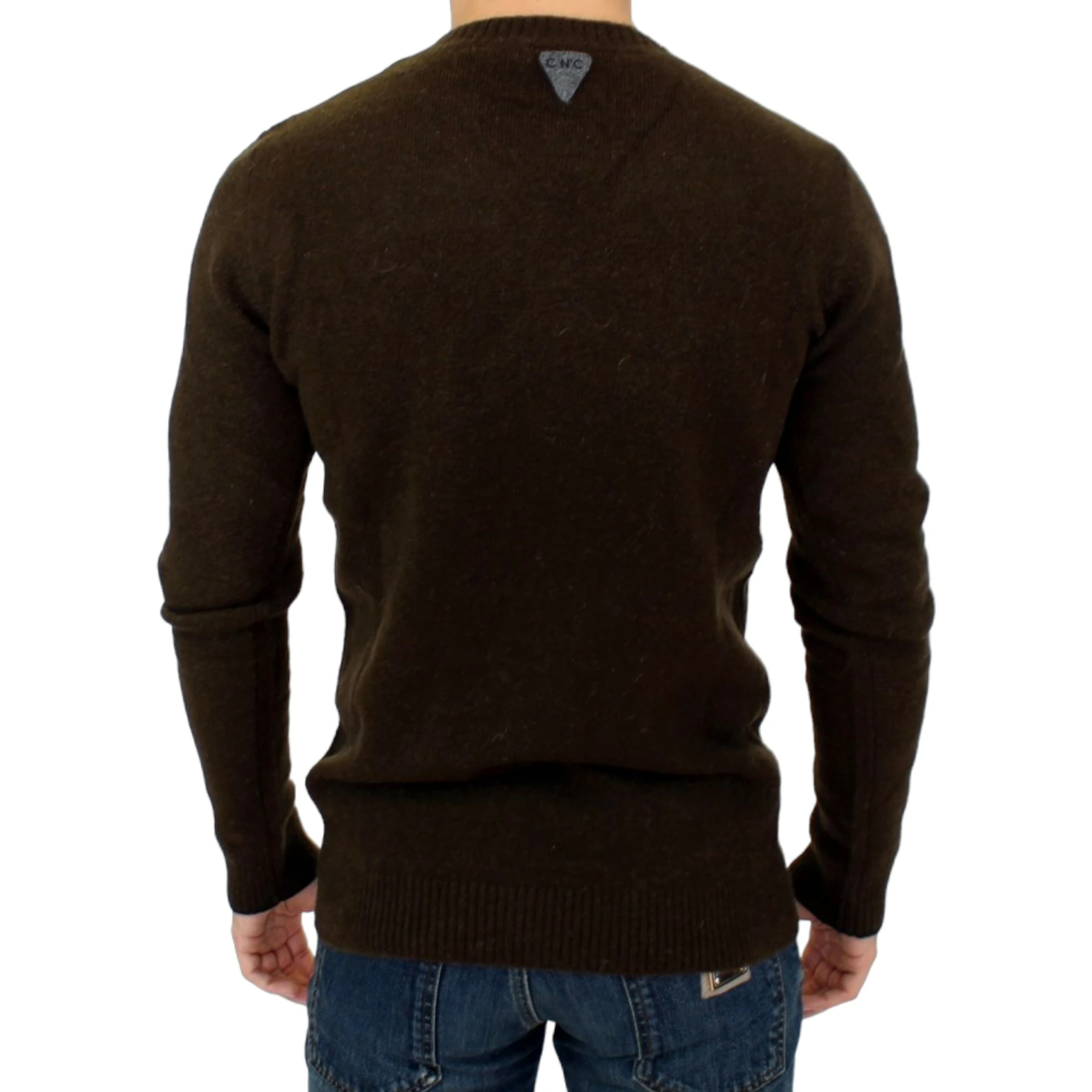 Brown striped crewneck sweater