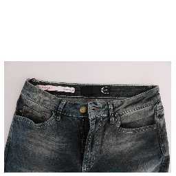 Blue Wash Cotton Blend Slim Fit Jeans