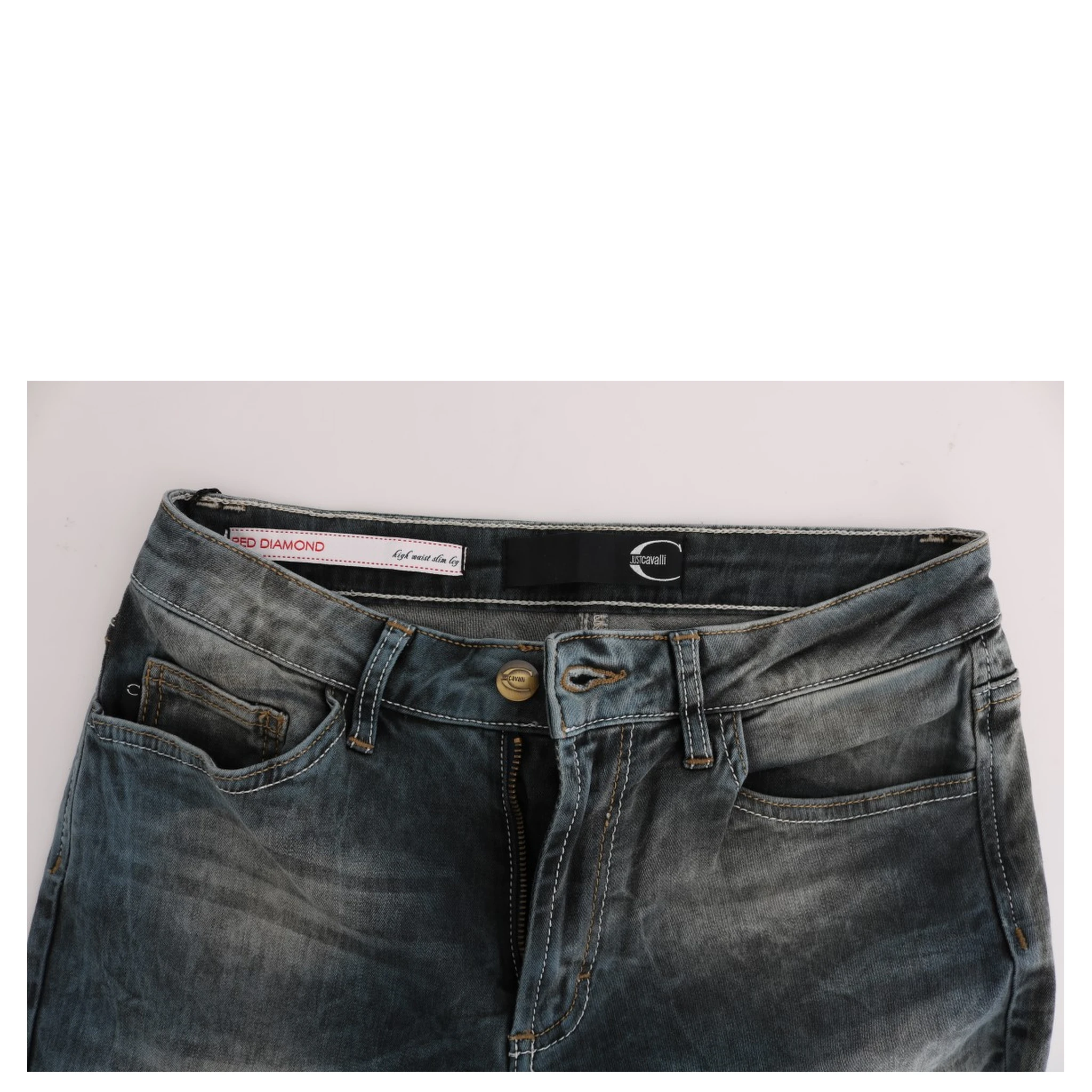 Blue Wash Cotton Blend Slim Fit Jeans