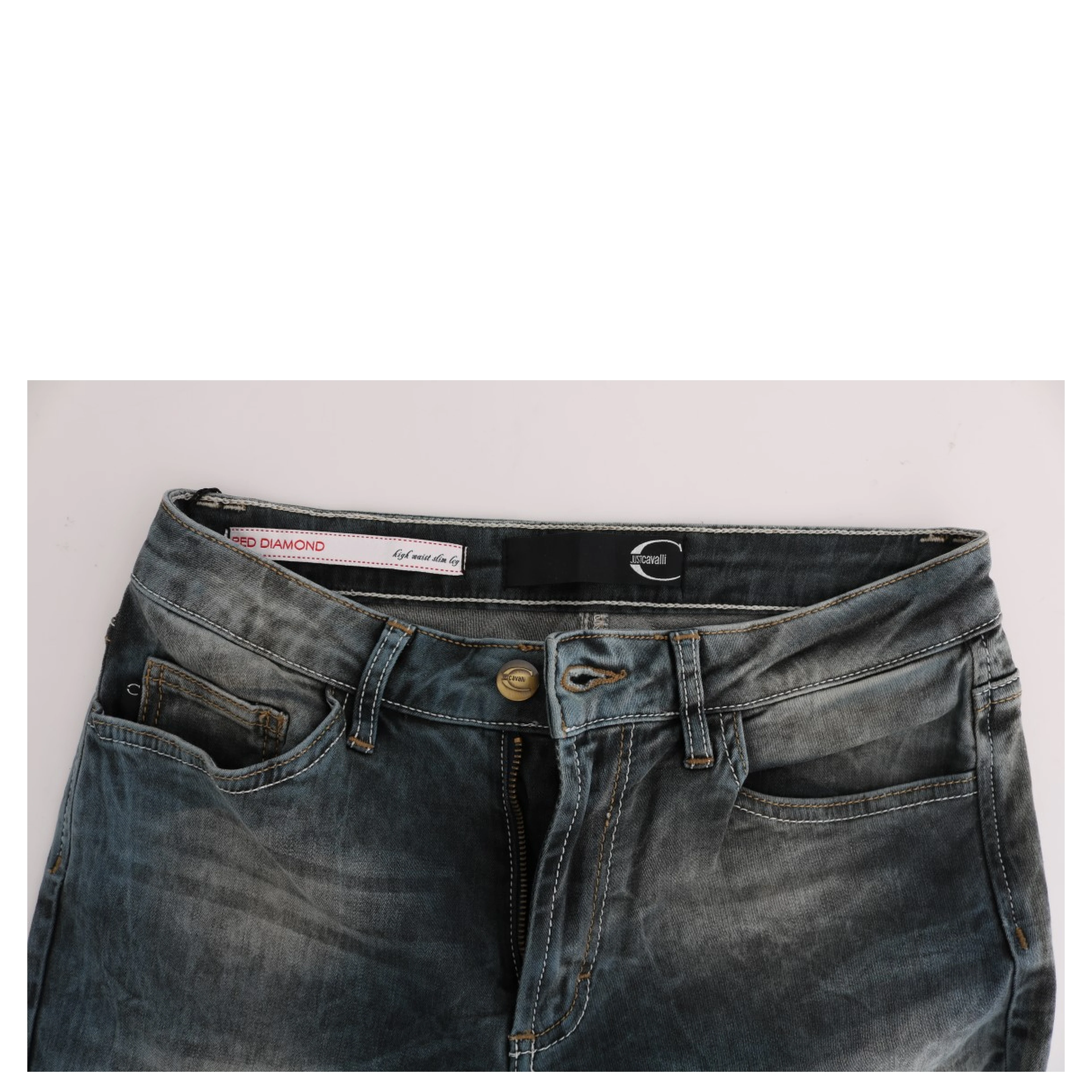Blue Wash Cotton Blend Slim Fit Jeans
