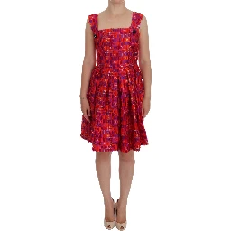 Pink Patterned A-line Above Knees Dress