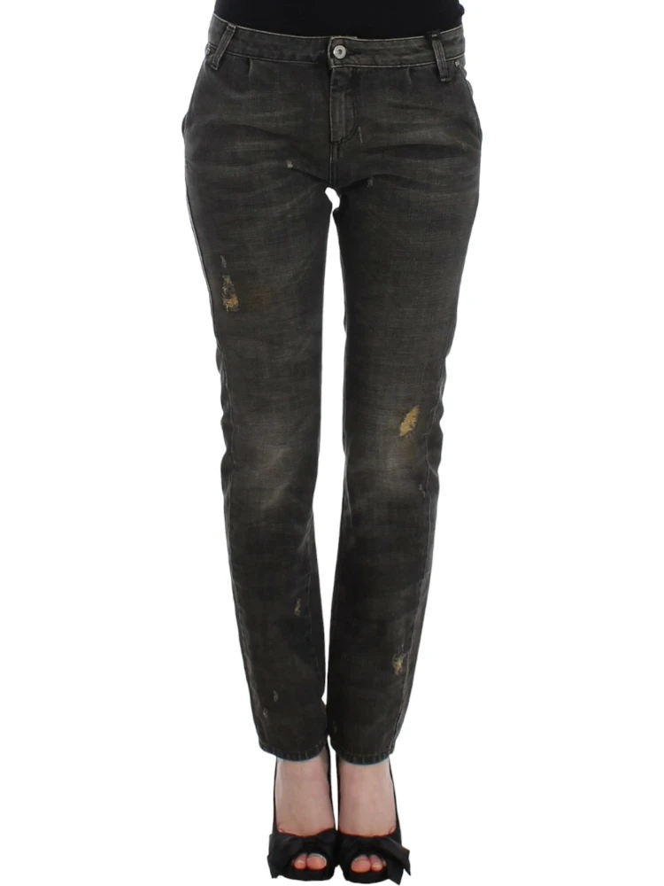 Gray distressed jeans