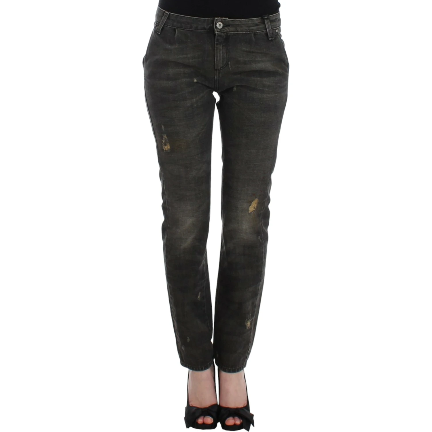 Gray distressed jeans