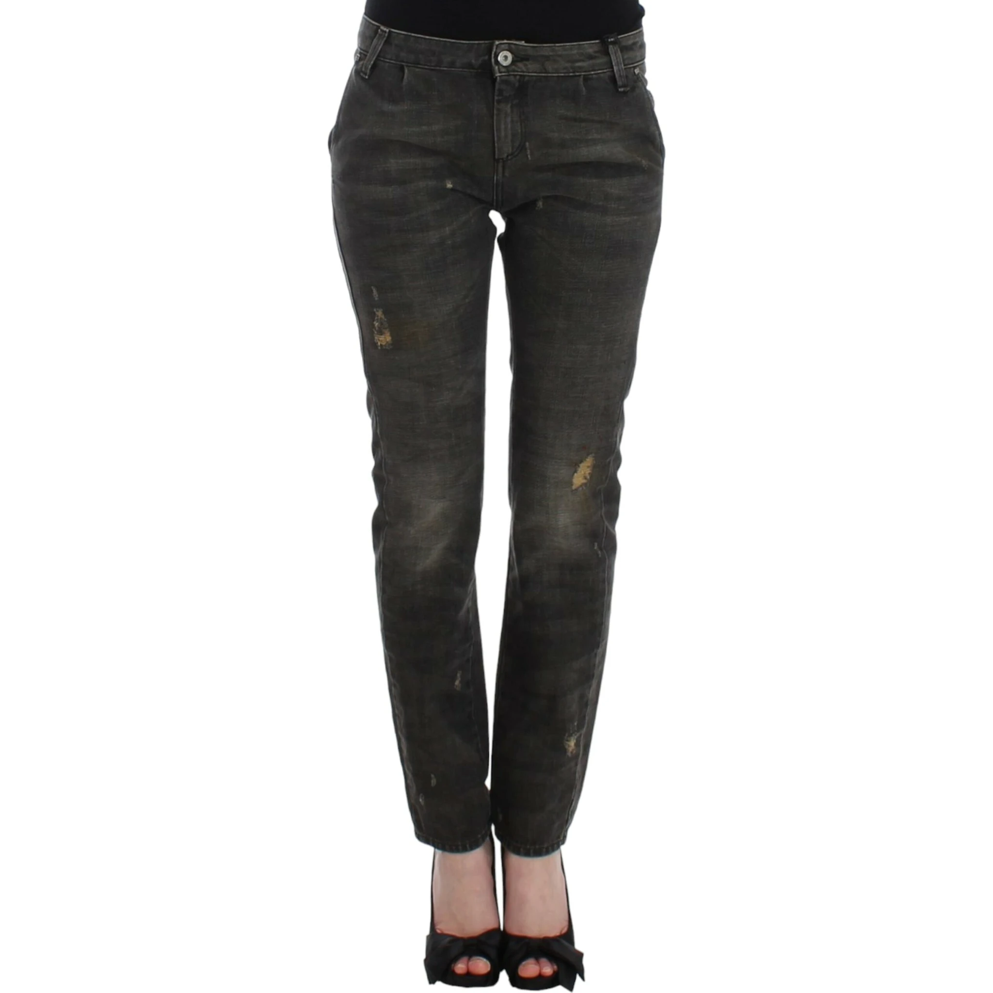 Gray distressed jeans