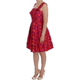 Pink Patterned A-line Above Knees Dress
