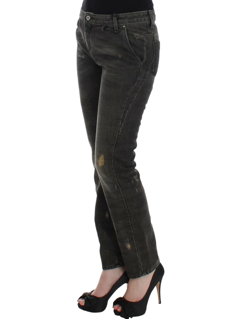 Gray distressed jeans