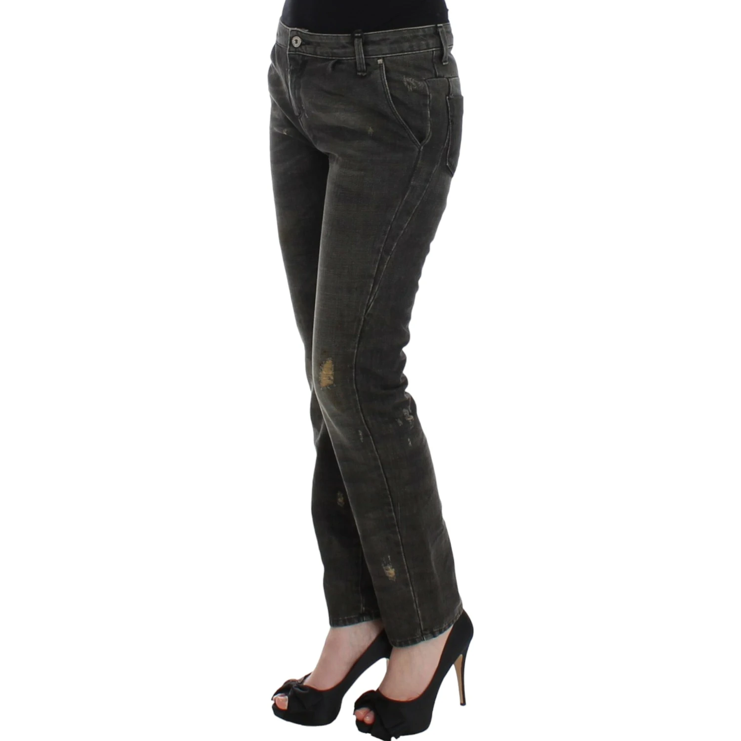Gray distressed jeans