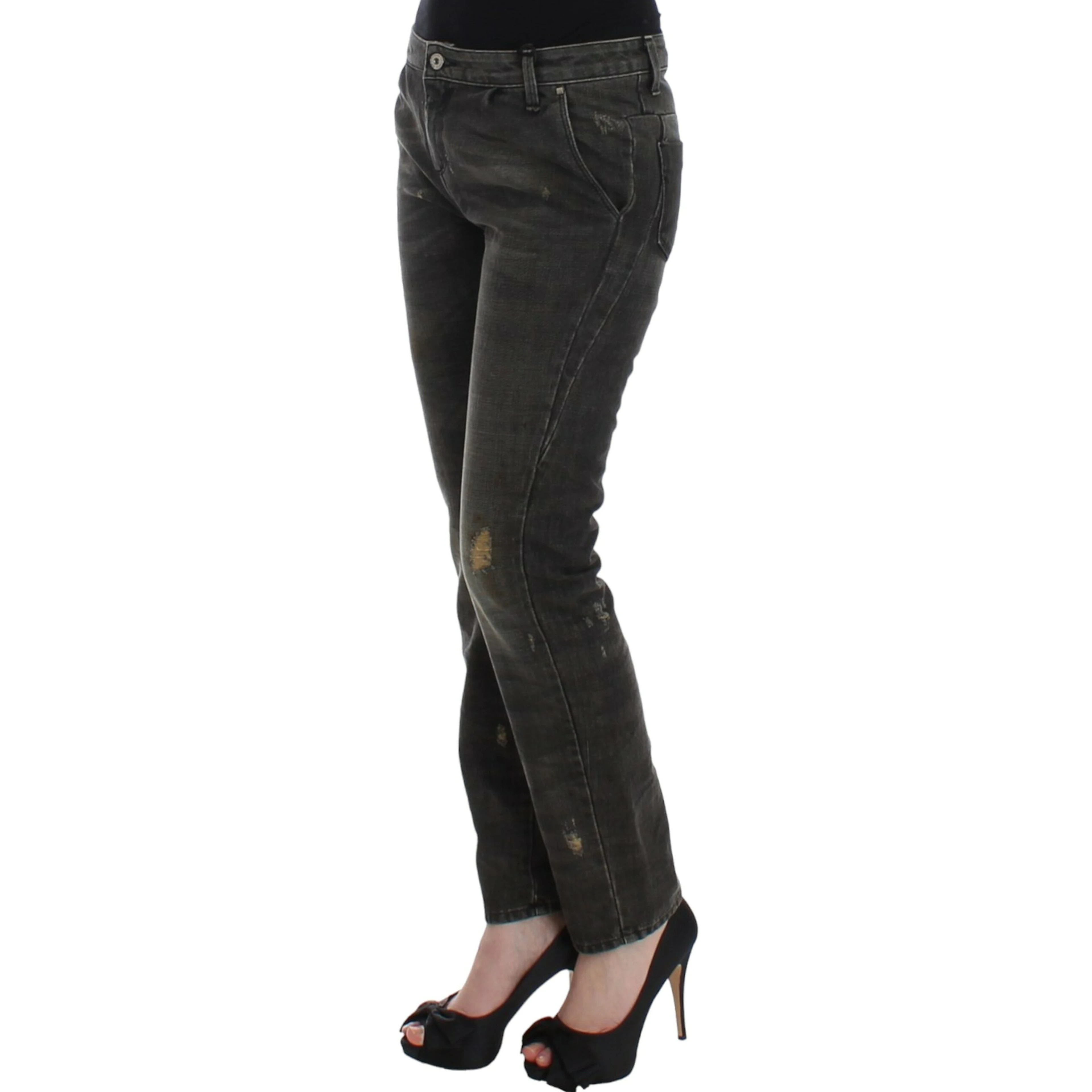 Gray distressed jeans
