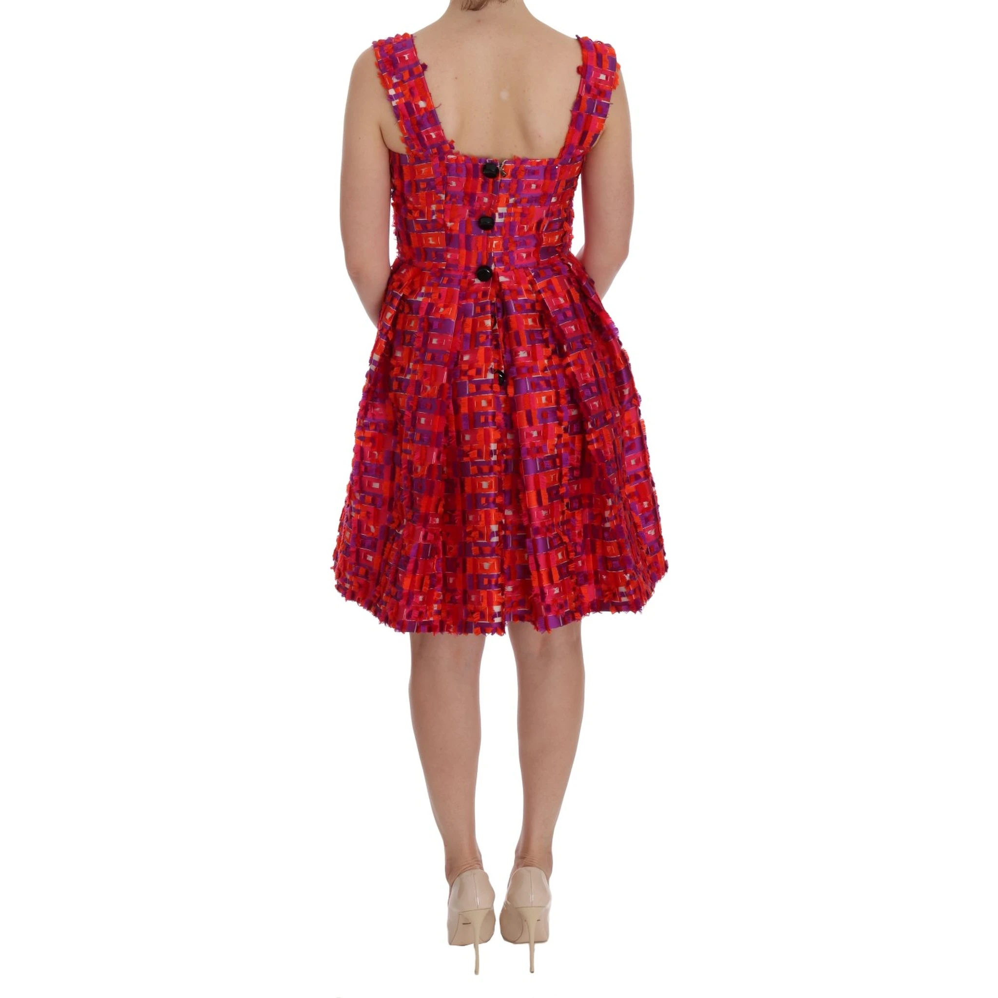 Pink Patterned A-line Above Knees Dress