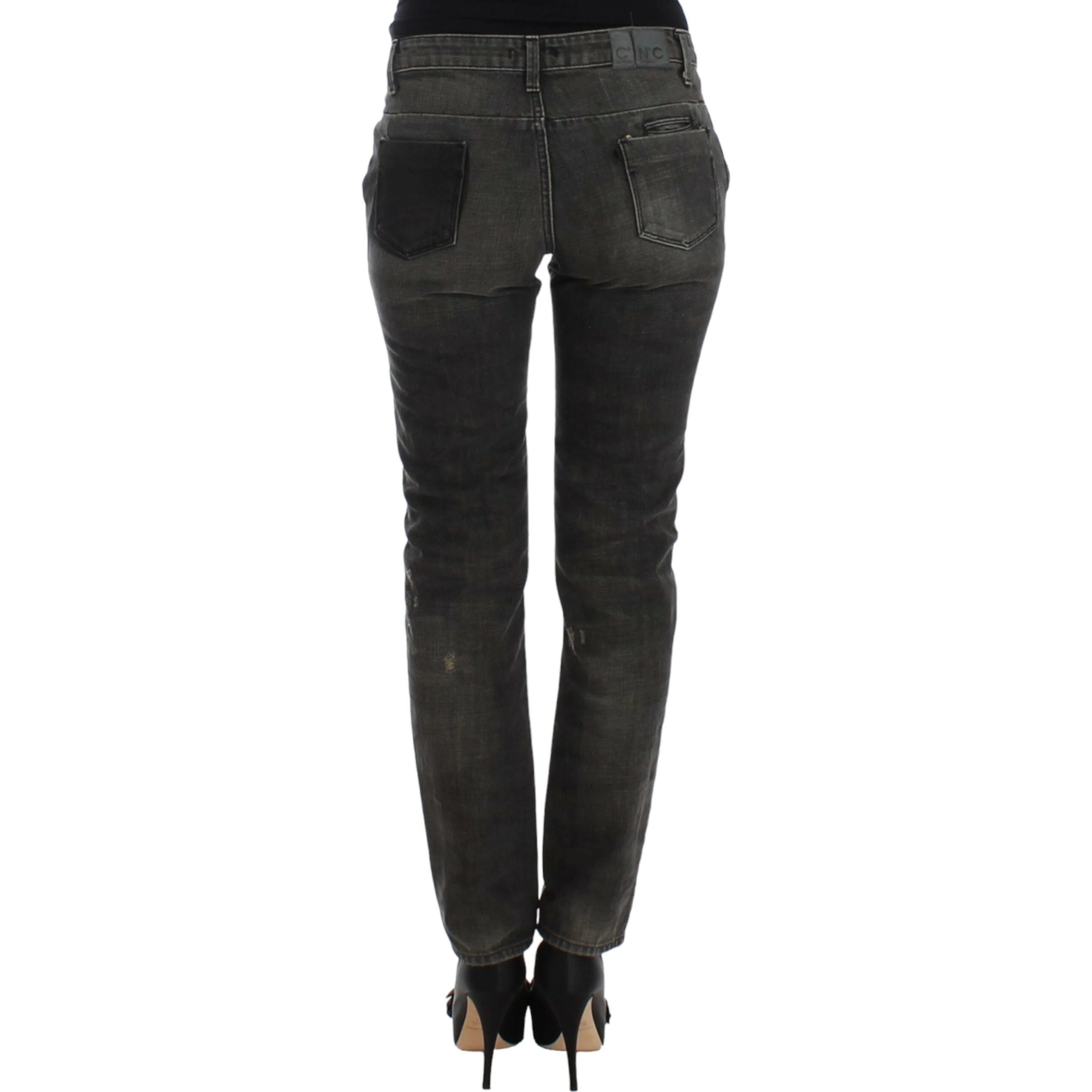 Gray distressed jeans