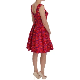 Pink Patterned A-line Above Knees Dress