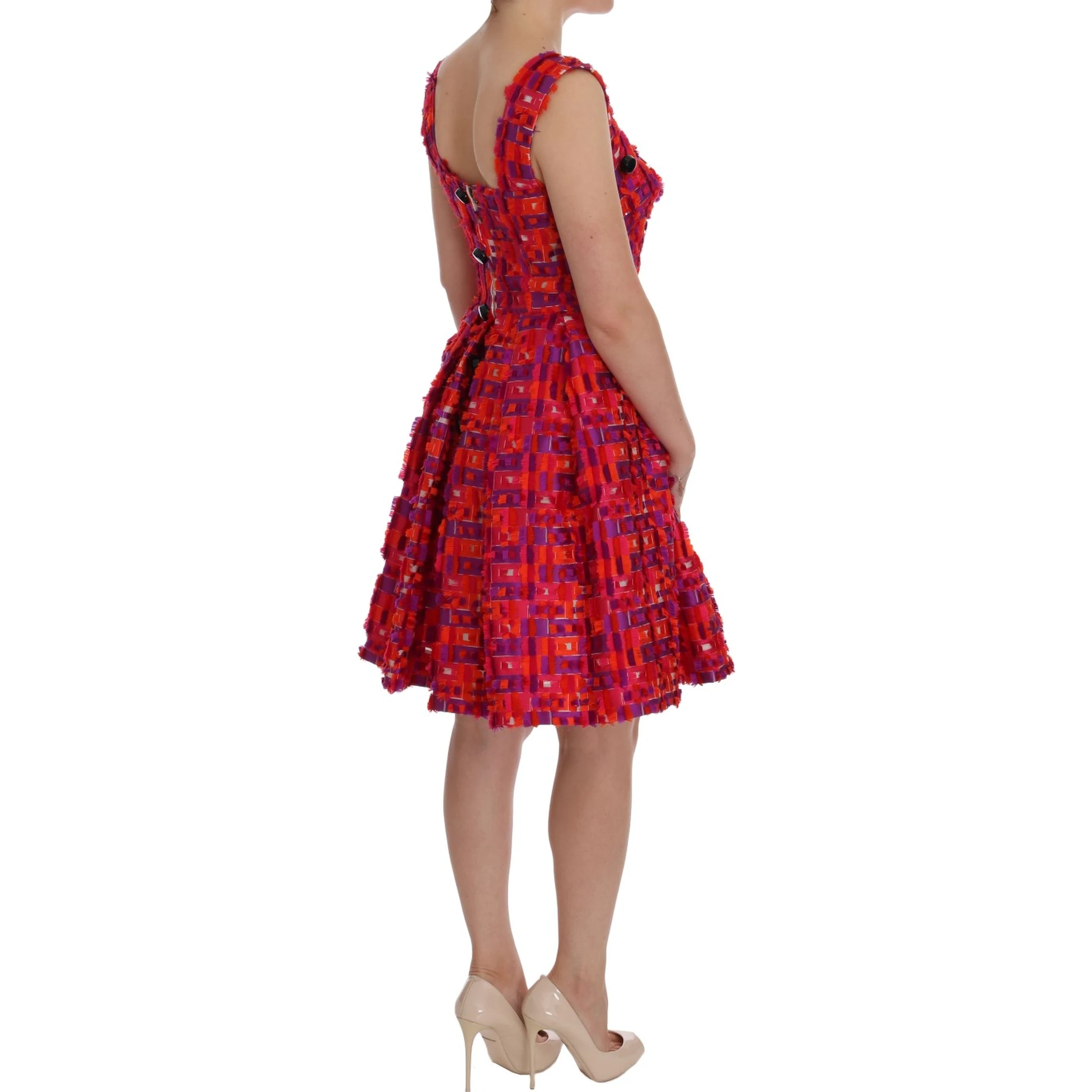 Pink Patterned A-line Above Knees Dress