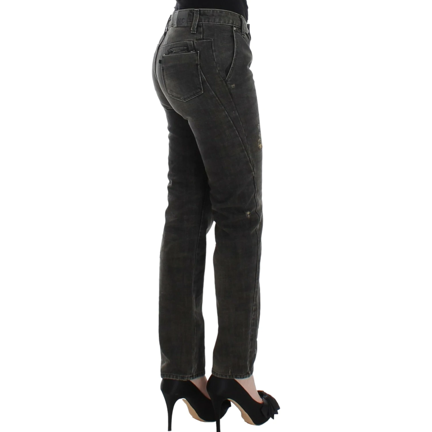 Gray distressed jeans