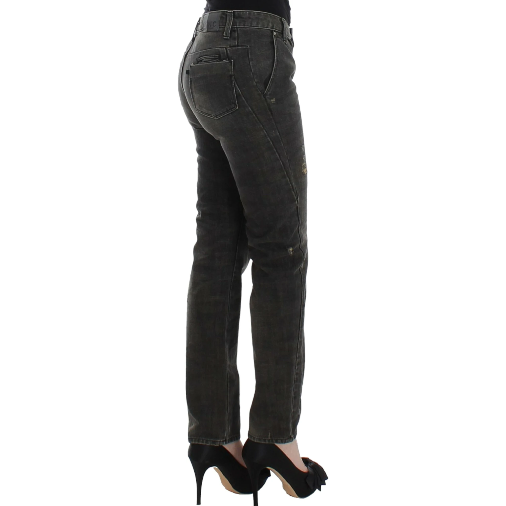 Gray distressed jeans