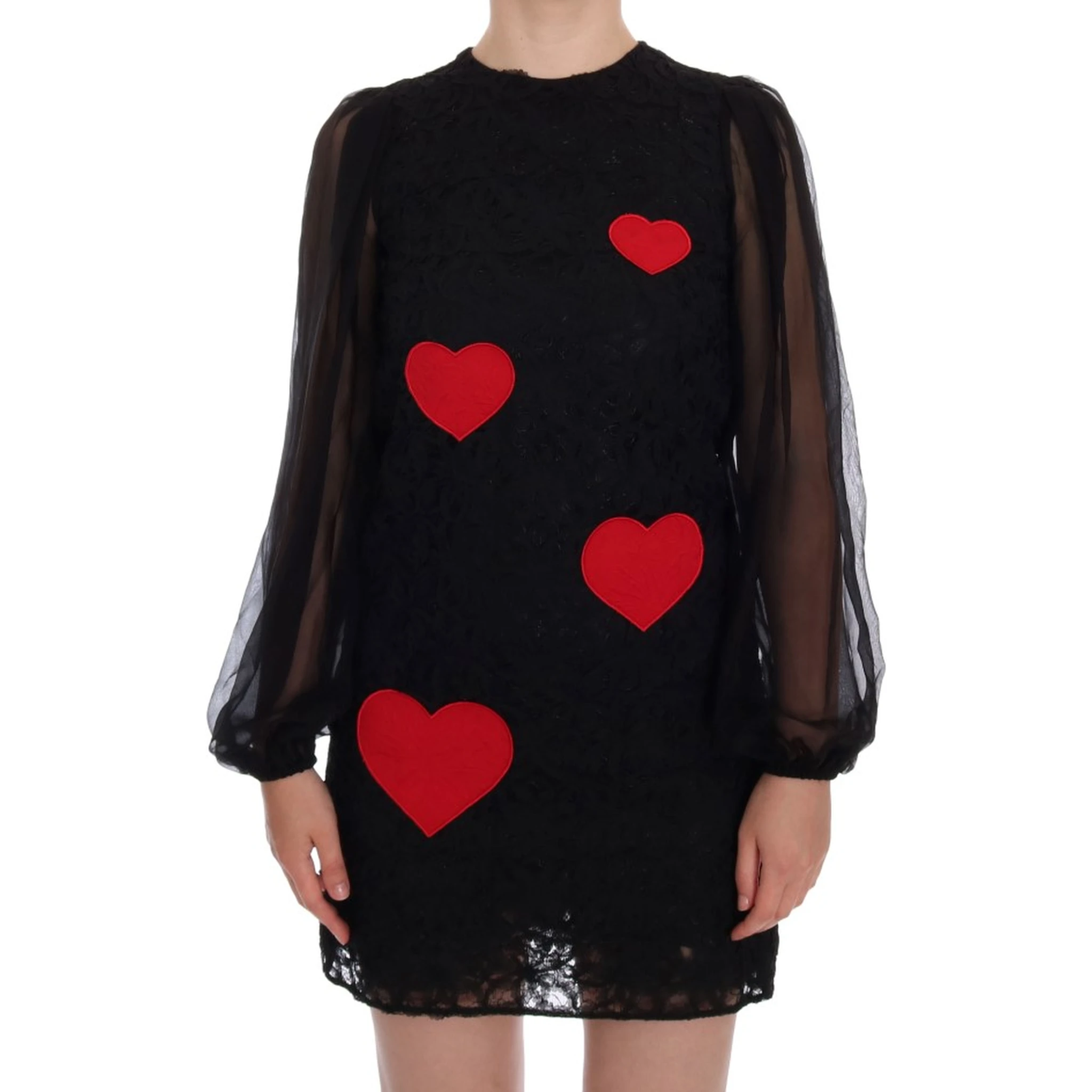 Black Lace Red Heart Shift Dress
