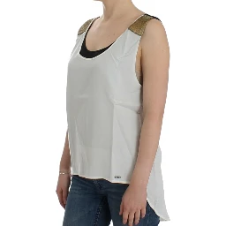 White sleeveless top