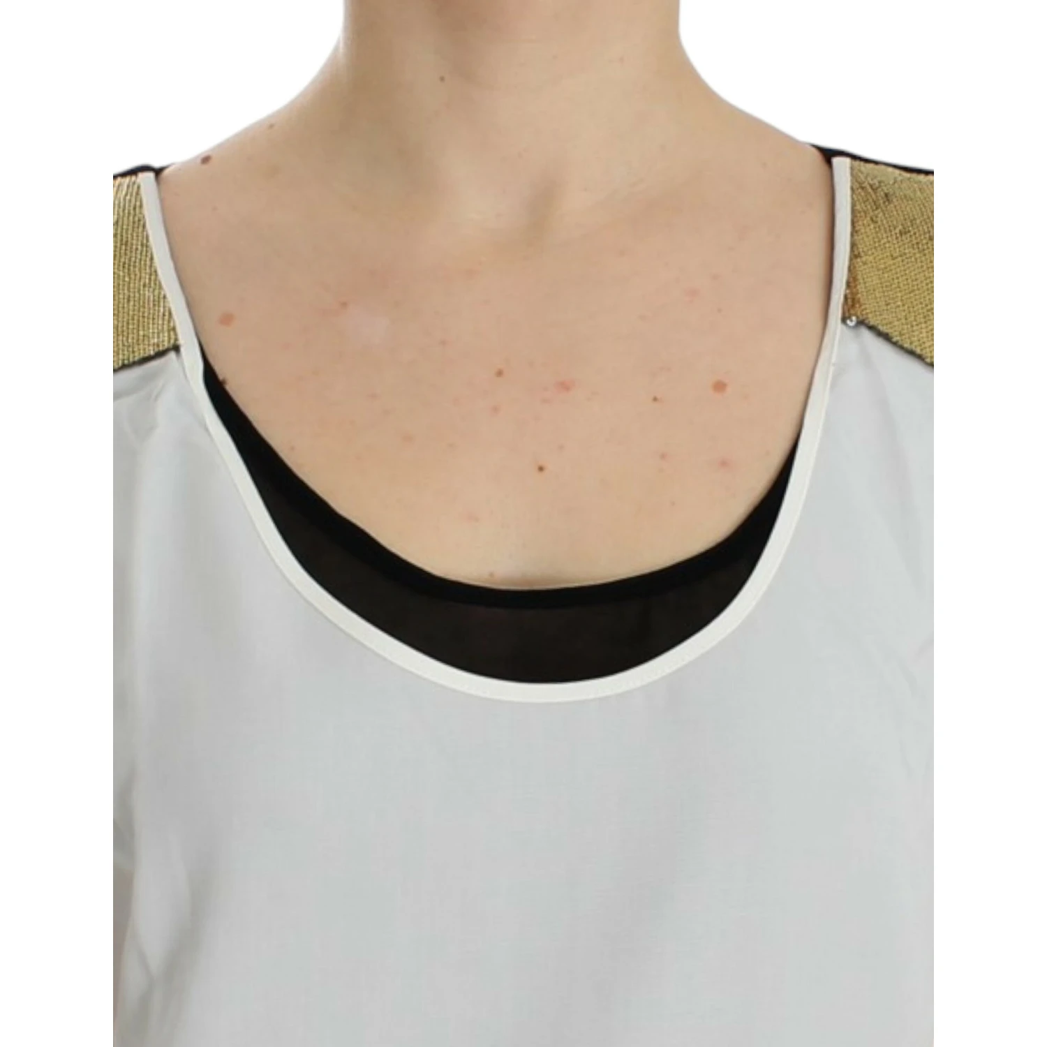 White sleeveless top