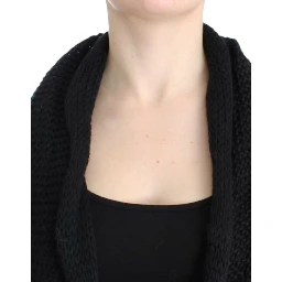 Chic Sleeveless Knitted Vest Cardigan In Black