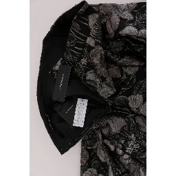Black Silver Brocade Floral Skirt