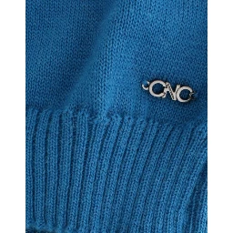Blue knitted scoopneck sweater