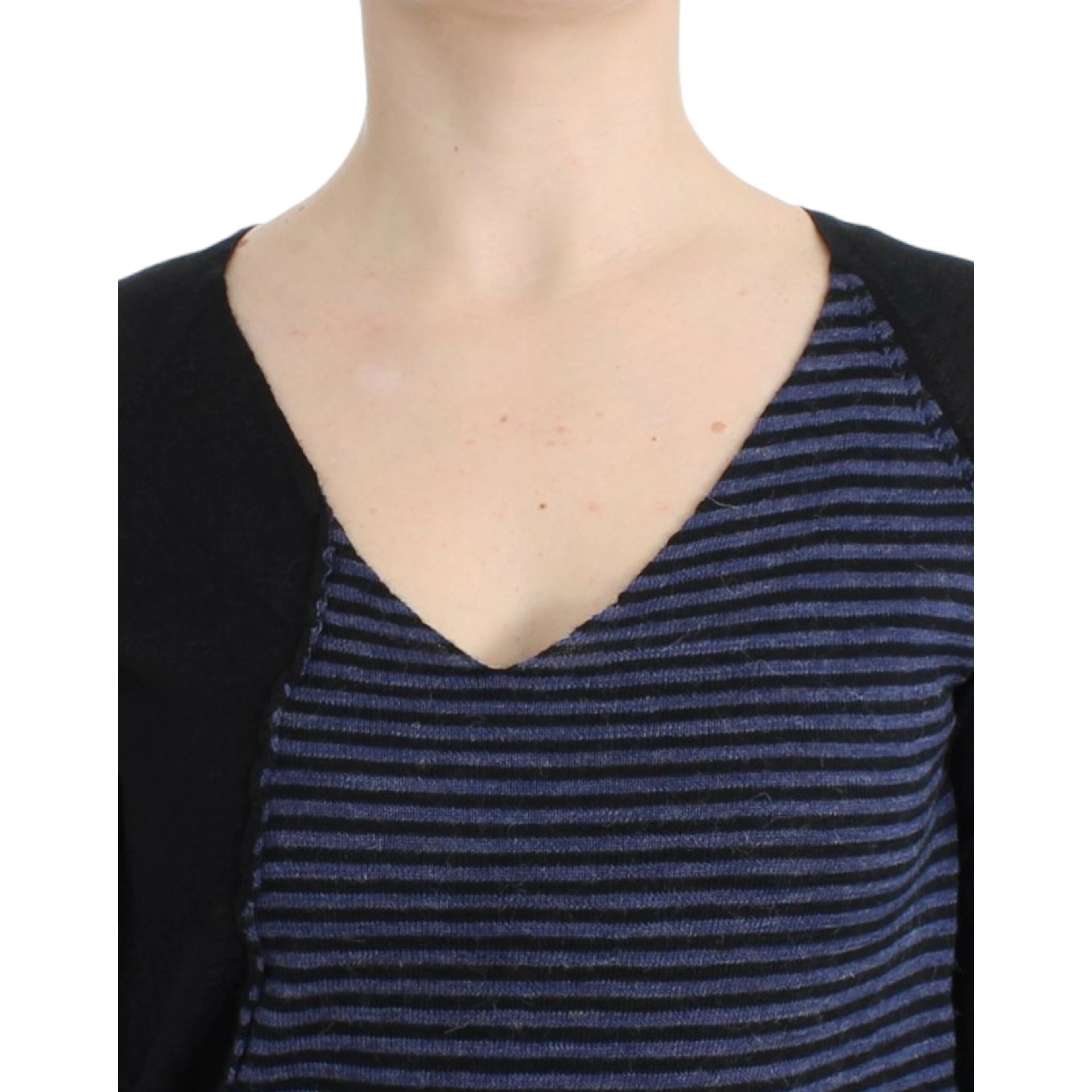 Striped V-neck Women's Sweater In Black