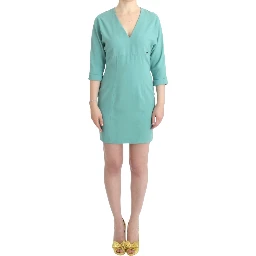 Elegant V-neck Midi Women's Dress In Green