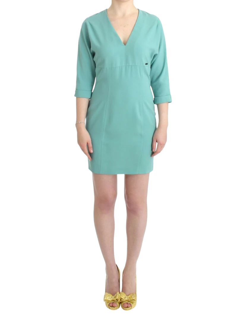 Elegant V-neck Midi Women's Dress In Green