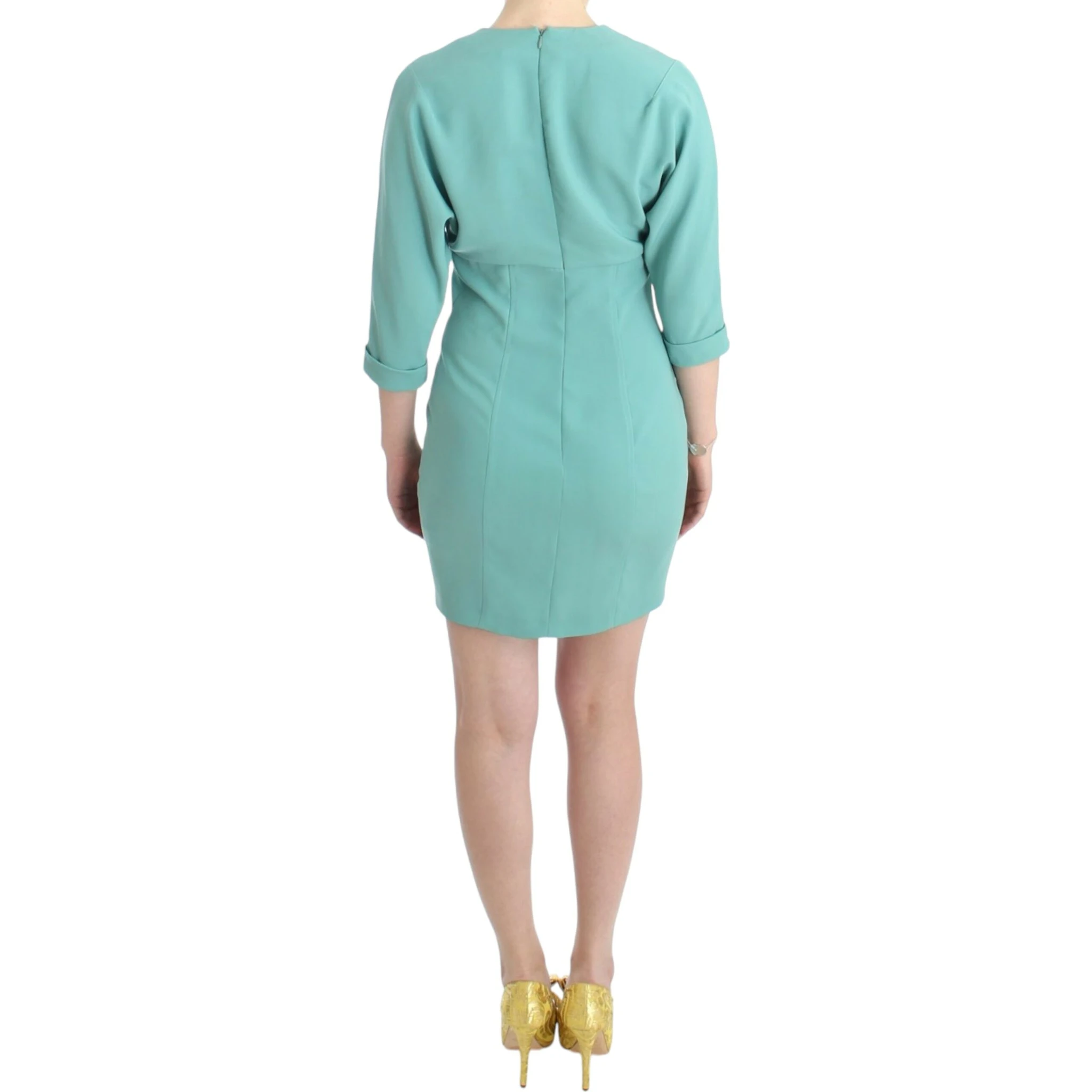 Elegant V-neck Midi Women's Dress In Green
