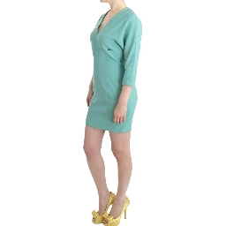 Elegant V-neck Midi Women's Dress In Green