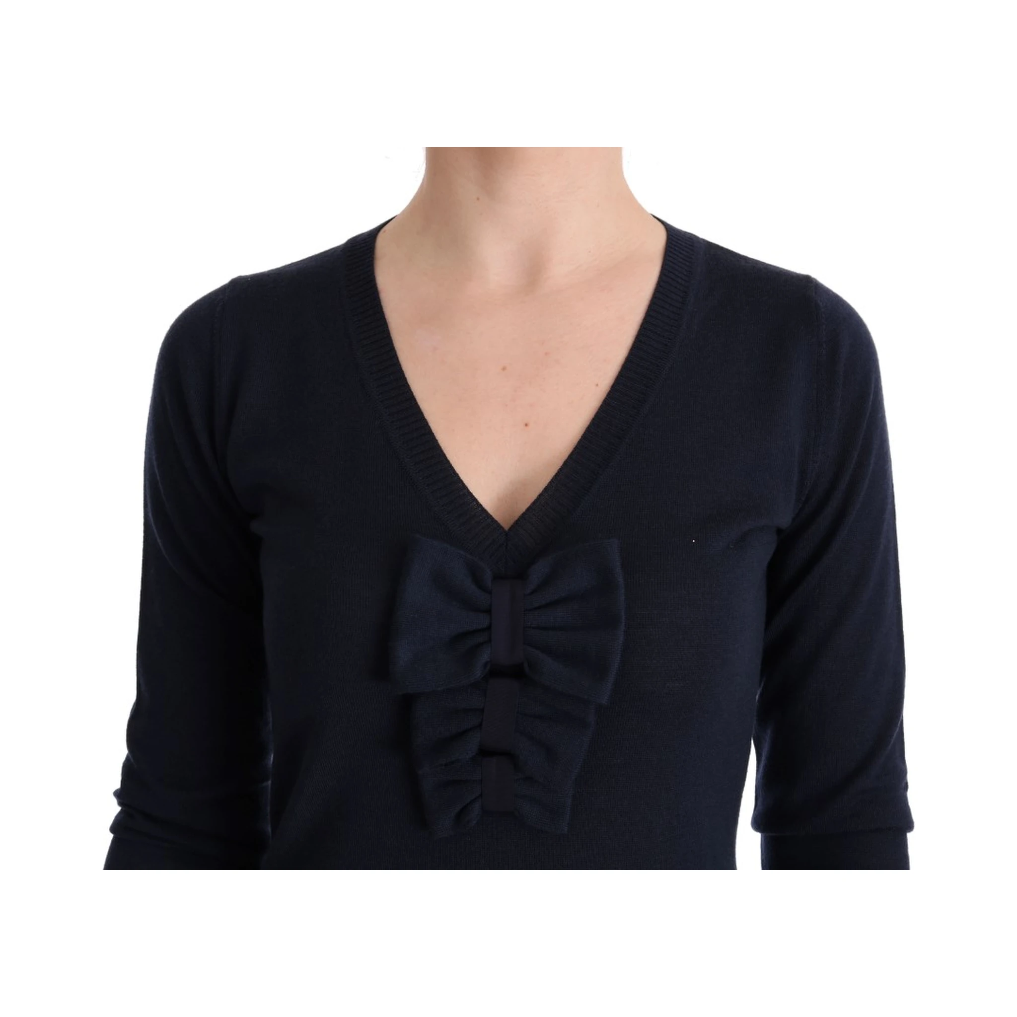 Blue Wool Long Sleeve Shift Dress