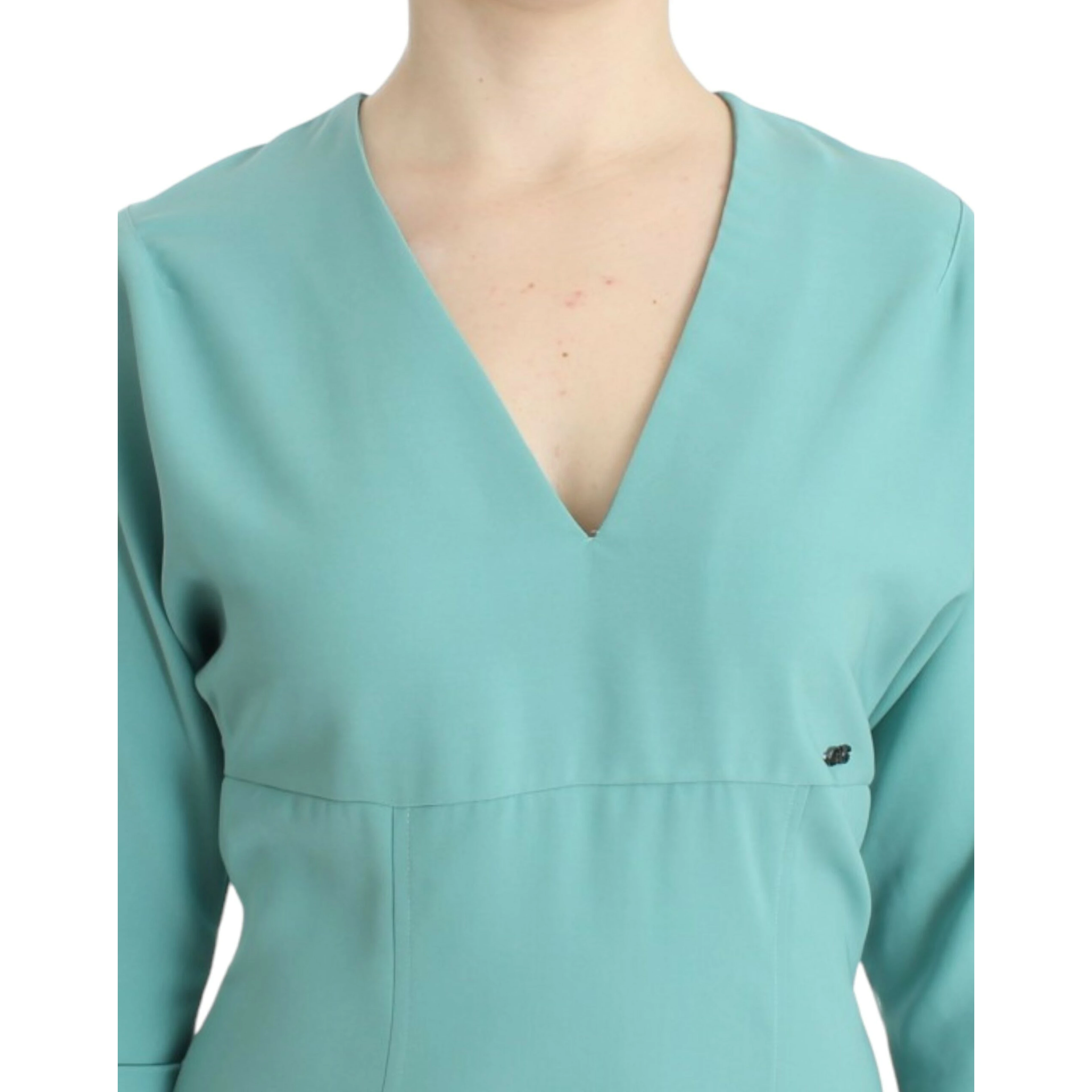 Elegant V-neck Midi Women's Dress In Green