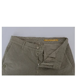 Beige Cotton Stretch Slim Fit Chinos