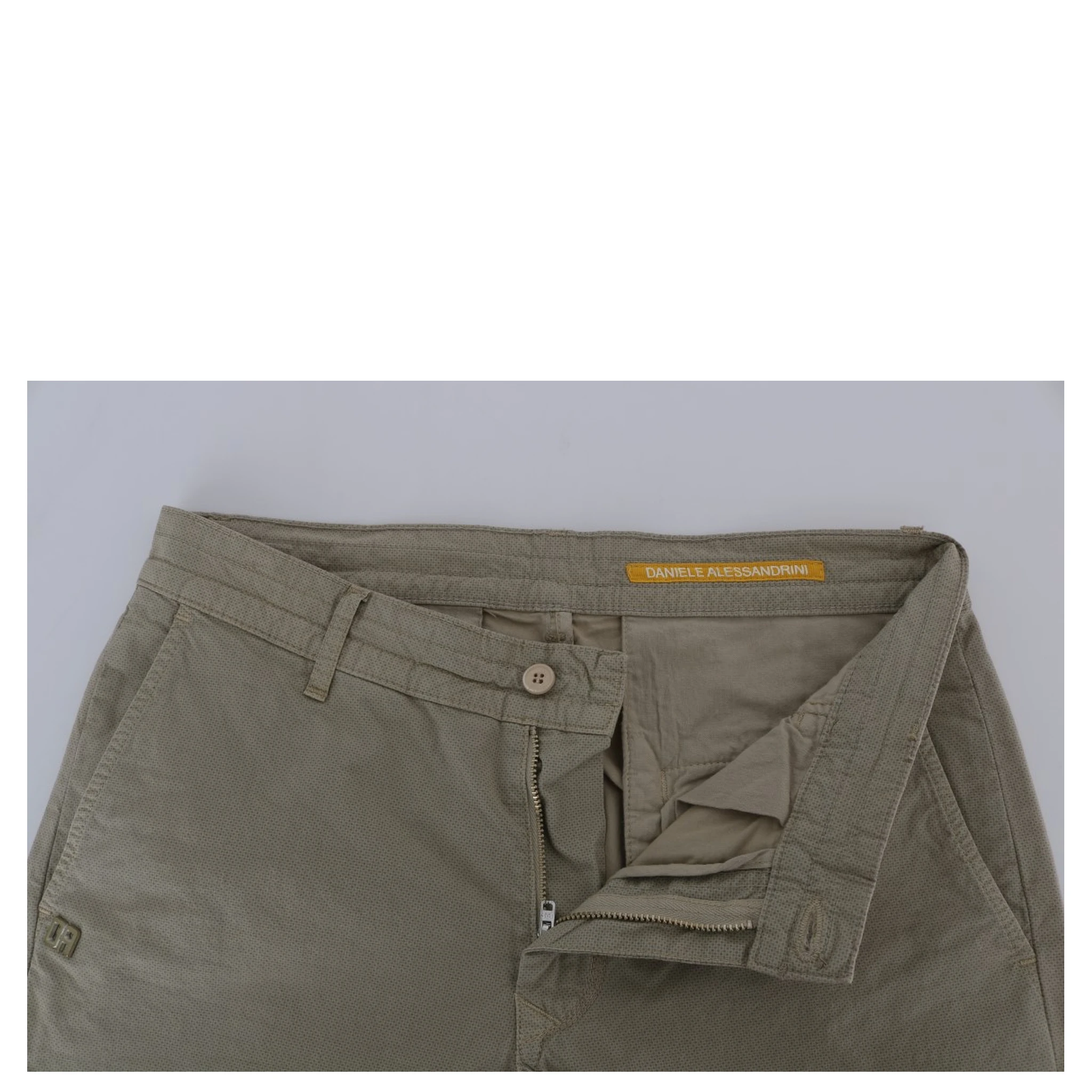 Beige Cotton Stretch Slim Fit Chinos