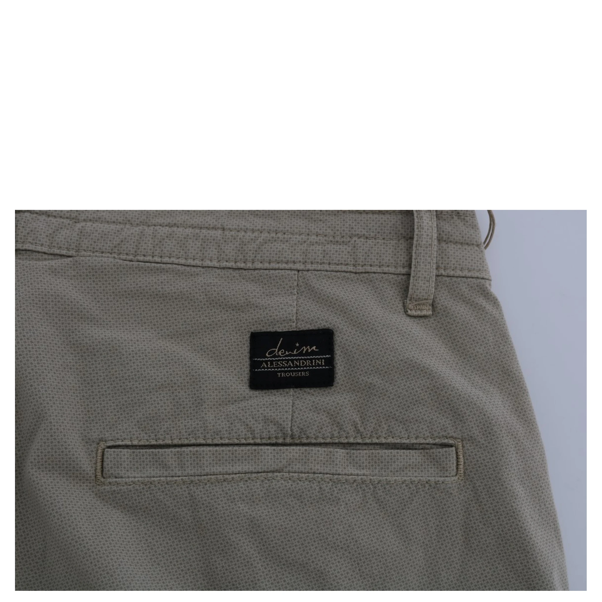 Beige Cotton Stretch Slim Fit Chinos