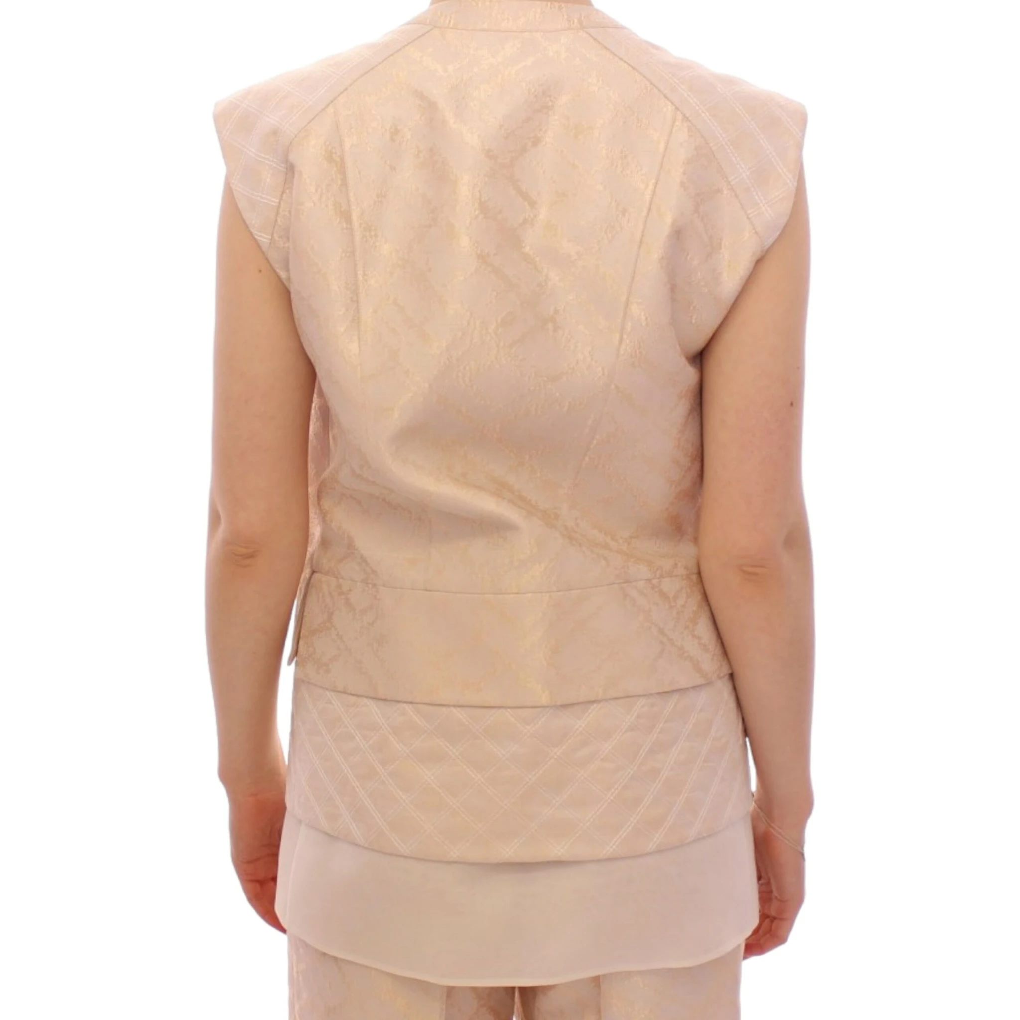 Beige brocade sleeveless jacket