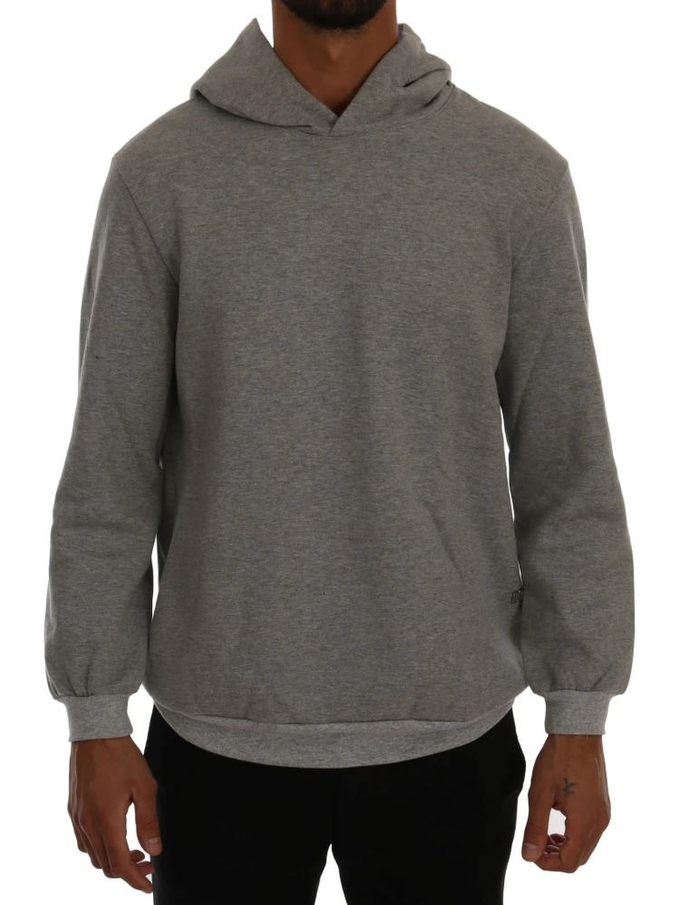 Gray Pullover Hodded Cotton Sweater