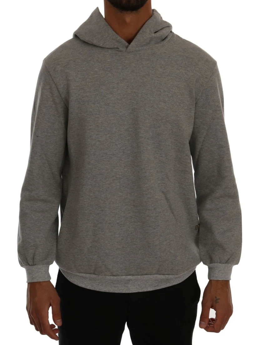 Gray Pullover Hodded Cotton Sweater